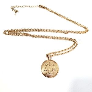Gold Tone Libra Scales Pendant Necklace - Women Jewelry